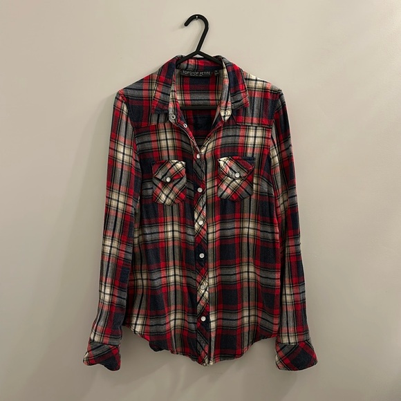 Topshop PETITE Tops - TOPSHOP Plaid Flannel